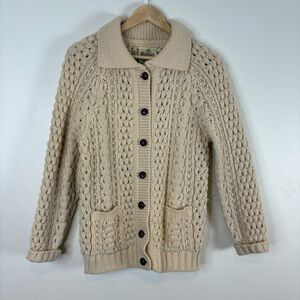 Bonner of Ireland Women’s Hand Knit IrishWool Sweater Button Down Pocket Medium